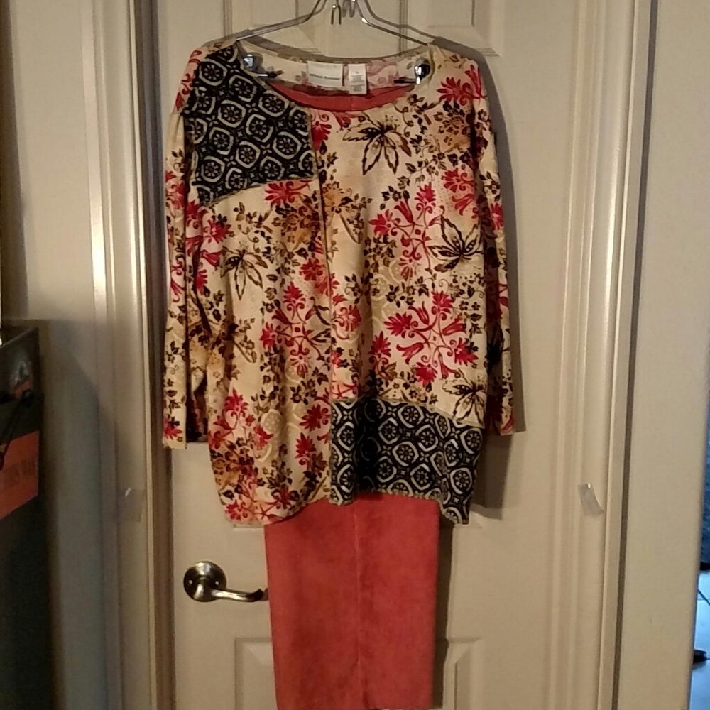 Alfred Dunner 2 piece set XL blouse size 14 salmon